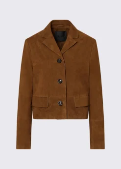 Giacca boxy in pelle scamosciata