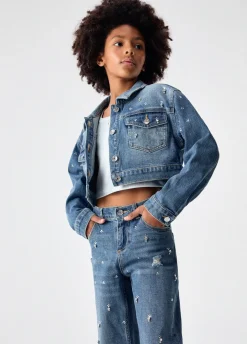Giacca di jeans con ricami gioiello