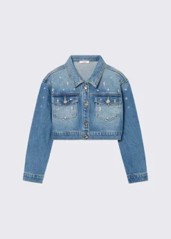 Giacca di jeans con ricami gioiello