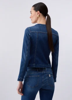 Giacca in denim con bottoni logati