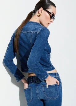 Giacca in denim con bottoni logati
