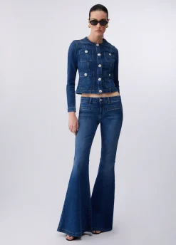 Giacca in denim con bottoni logati