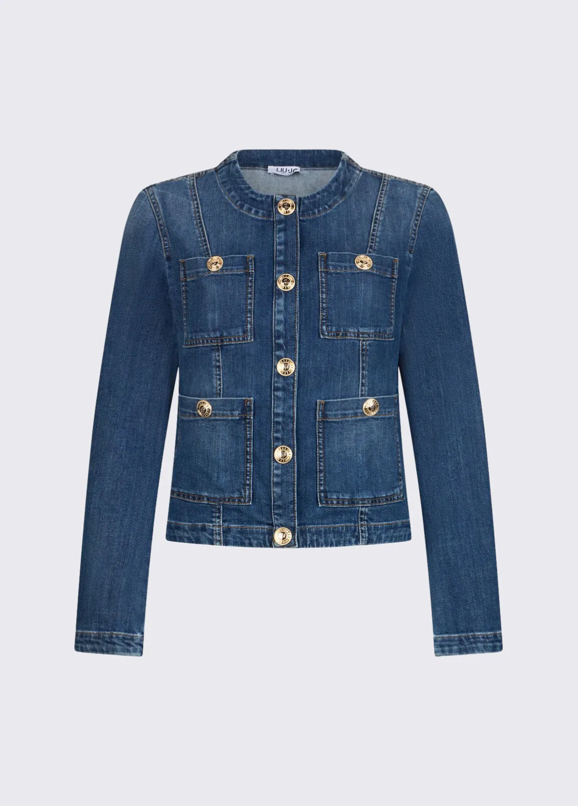 Giacca in denim con bottoni logati