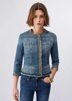 Giacca in denim con catene gioiello
