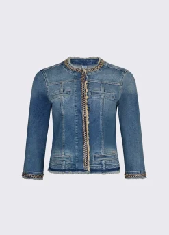 Giacca in denim con catene gioiello