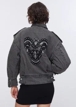 Giacca in denim con ricamo dietro