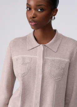 Giacca in maglia con perline