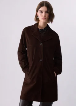 Giacca lunga in suede