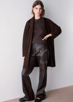 Giacca lunga in suede