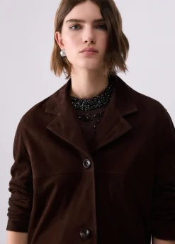 Giacca lunga in suede