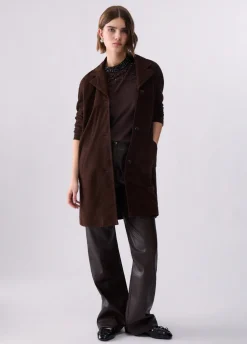 Giacca lunga in suede