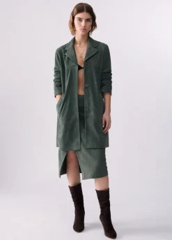 Giacca lunga in suede