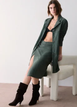Giacca lunga in suede