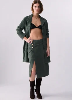Giacca lunga in suede