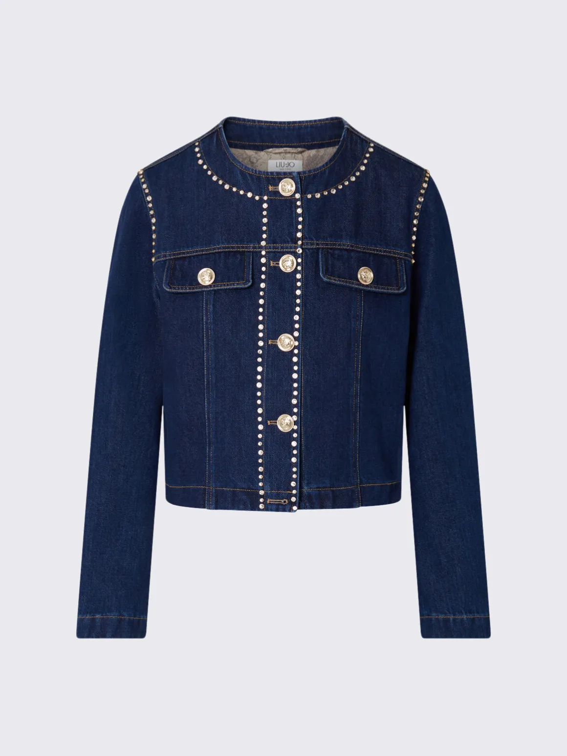 Giacca slim fit in denim con strass