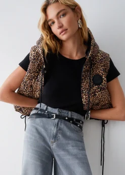 Gilet cropped con cappuccio