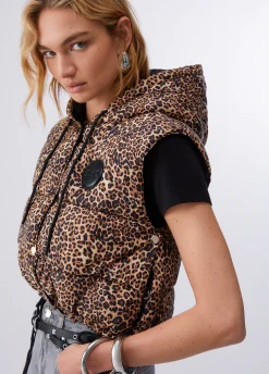 Gilet cropped con cappuccio