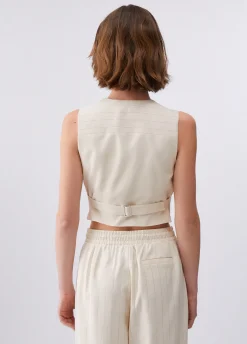 Gilet gessato con ricami gioiello