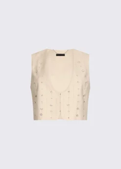 Gilet gessato con ricami gioiello