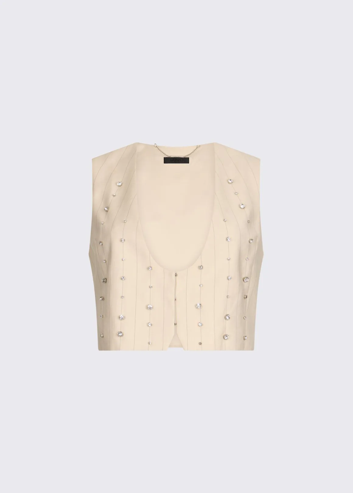 Gilet gessato con ricami gioiello
