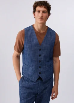 Gilet in denim chambray
