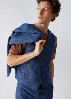 Gilet in denim chambray