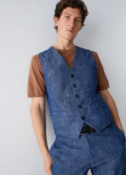 Gilet in denim chambray