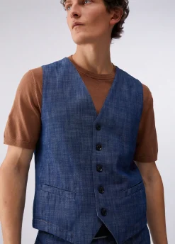 Gilet in denim chambray