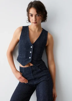 Gilet in denim full-strass