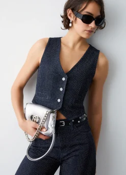 Gilet in denim full-strass