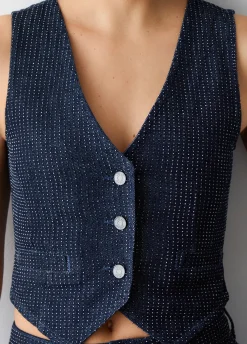 Gilet in denim full-strass