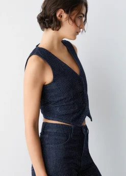 Gilet in denim full-strass