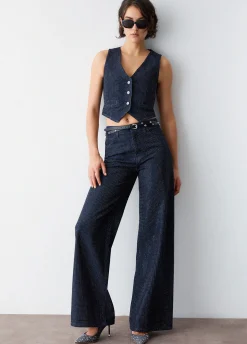 Gilet in denim full-strass
