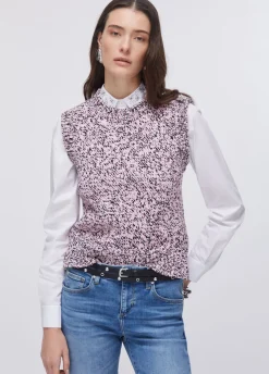 Gilet mouliné con bottoni gioiello