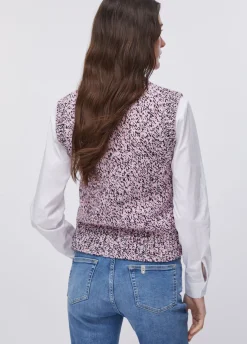 Gilet mouliné con bottoni gioiello