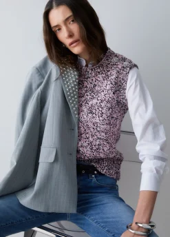 Gilet mouliné con bottoni gioiello
