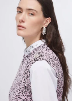 Gilet mouliné con bottoni gioiello