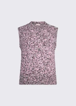 Gilet mouliné con bottoni gioiello