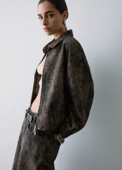 Giubbotto oversize con stampa glitter