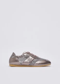 Glossy light sneakers con strass