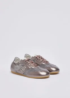 Glossy light sneakers con strass