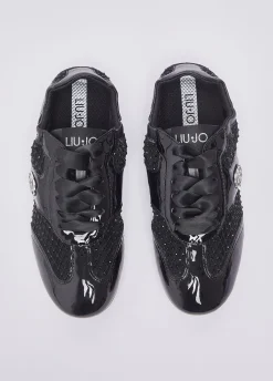 Glossy light sneakers con strass