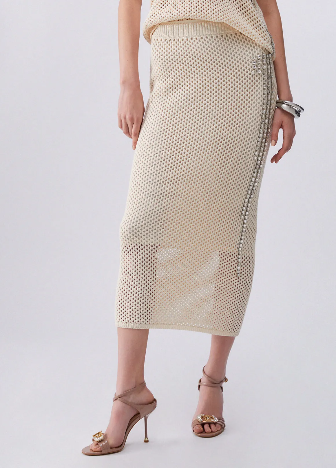 Gonna lunga in maglia a rete