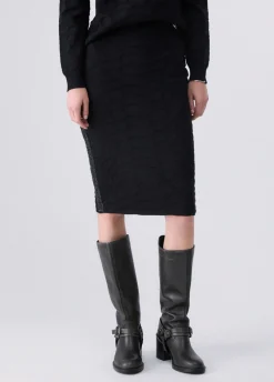 Gonna midi in maglia jacquard