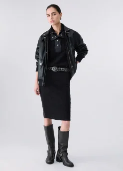 Gonna midi in maglia jacquard