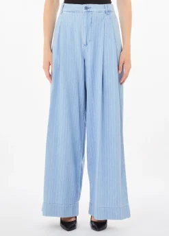 Jeans ampi in denim gessato
