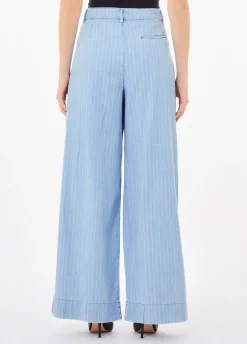 Jeans ampi in denim gessato