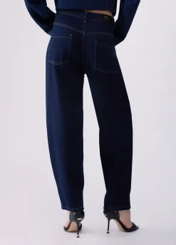 Jeans a vita alta con strass