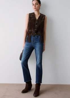 Jeans bootcut con bottoni gioiello