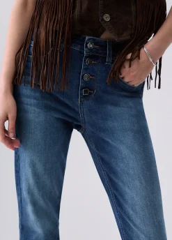 Jeans bootcut con bottoni gioiello